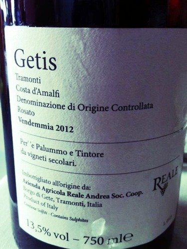 Reale Getis Tramonti Costa D' Amalfi Rosato 2012