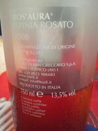 Feudi Di San Gregorio Ros'Aura Irpinia Rosato 2008