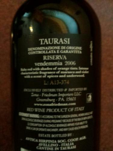Antica Hirpinia Riserva Taurasi 2006