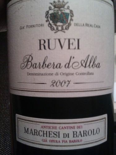 Marchesi Di Barolo Ruvei Barbera D'Alba 2007 Ruvei Barbera D'Alba 2007