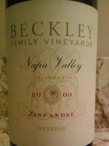 Beckley Family Vineyards Reserve Napa Valley Zinfandel 2009