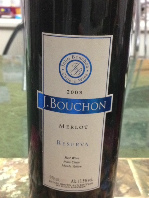 J. Bouchon Merlot Reserva 2003 wine label