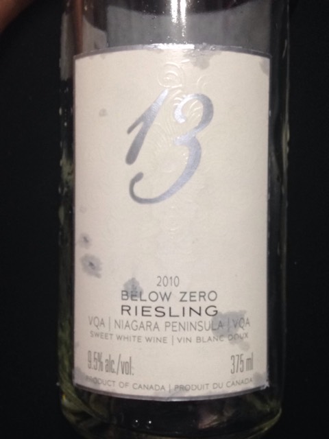 13th Street 13 Below Zero Riesling 2010 wine label