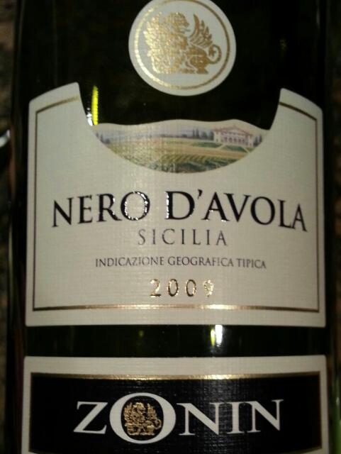 Zonin Nero D'Avola Sicilia 2004 wine label