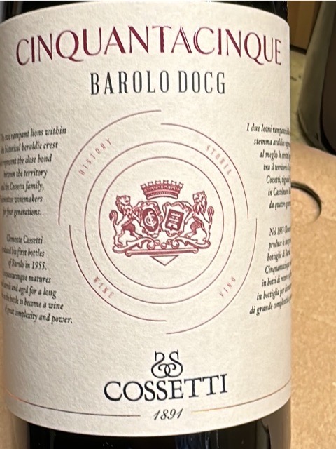 1961年COSSETTI Barolo