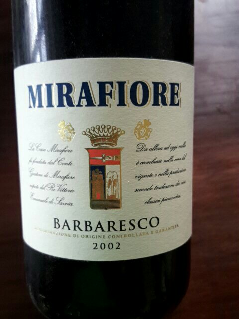 Mirafiore Barbaresco 2002 wine label