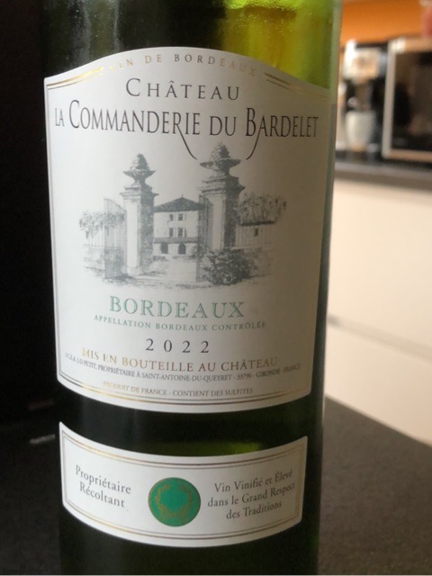 Château La Commanderie du Bardelet Bordeaux Blanc | Vivino English