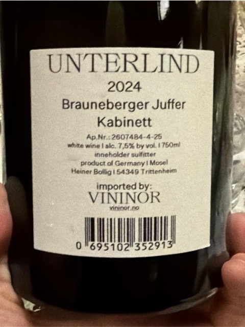 ワイン Brauneberger Juffer RieslingKabinett1993 Weingut Unterlind Brauneberger Juffer Kabinett | Vivino English