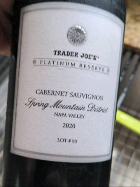 Trader Joe's Platinum Reserve ワイン2本セット Trader Joe's Platinum Reserve Cabernet Sauvignon Lot # 93 | Vivino