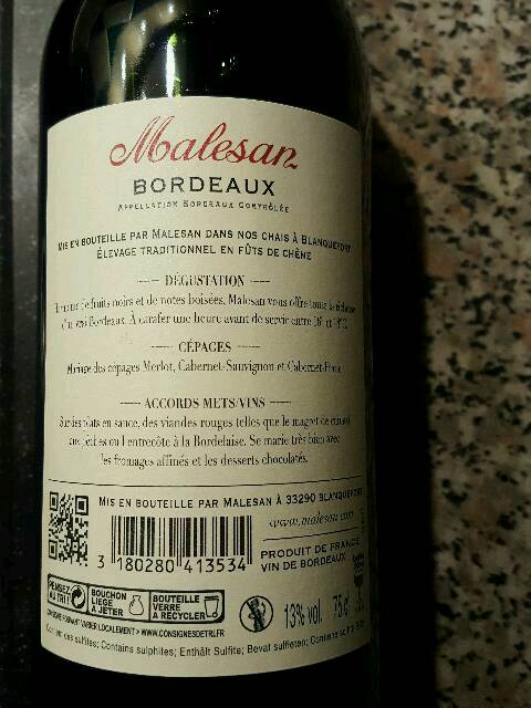 Maleson Bordeaux Les Vielles Vignes | Vivino English