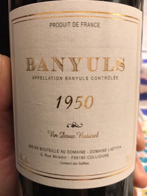 Banyuls バニュルス domaine laetitia 1951 Banyuls バニュルス domaine laetitia 1951 甘口赤ワイン
