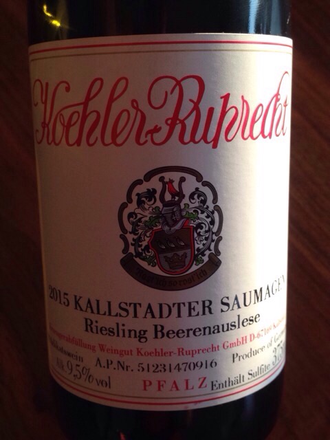 ワイン 1986 Kallstadter Kobnert Beerenauslese Koehler-Ruprecht Scheurebe Beerenauslese Kallstadter Steinacker