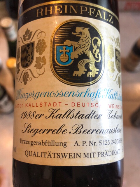 独特の素材 Kallstadt Beerenauslese Siegerrebe Kobnert Kallstadter ワイン