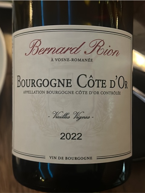 Bernard Rion Vieilles Vignes Bourgogne Côte d'Or | Vivino English