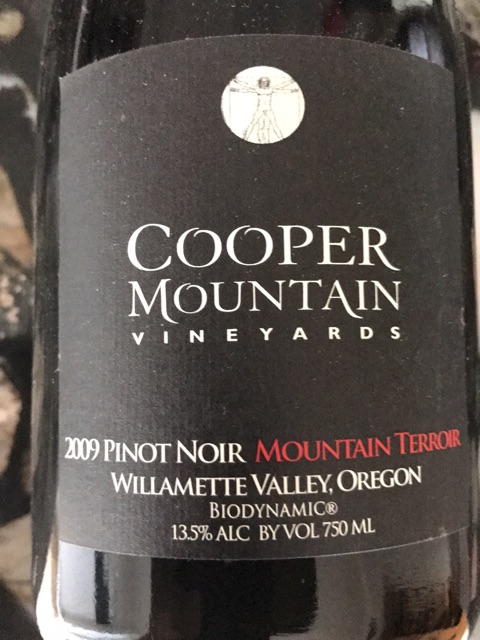 Cooper Mountain Mountain Terroir Pinot Noir 2009 wine label