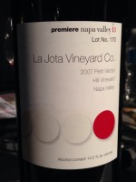 La Jota Petit Verdot Lot No. 170 Hill Vineyard