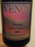 Venge Vineyards Syrah Gladys Vineyard