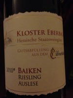 Kloster Eberbach Riesling Auslese Baiken Gutsabfüllung Aus Dem Cabinetkeller