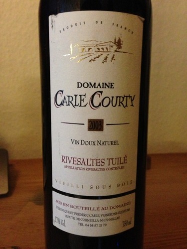 Domaine Carle Courty Vieilli Sous Bois Rivesaltes Tuilé Doux Naturel ...