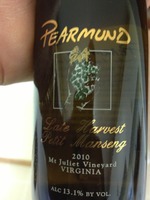 Pearmund Mt Juliet Vineyard Late Harvest Petit Manseng