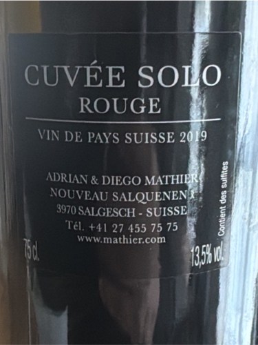 Adrian et Diego Mathier Cuvée Solo Rouge | Vivino English