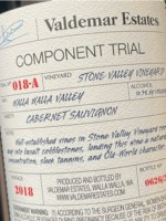 Valdemar Estates Component Trial Stone Valley Vineyard Cabernet Sauvignon
