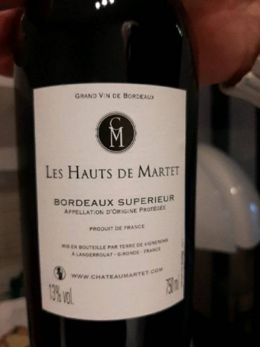 Château Martet Les Hauts de Martet Bordeaux Supereiur | Vivino Français