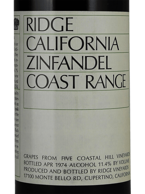 Ridge Vineyards Coast Range Zinfandel | Vivino English