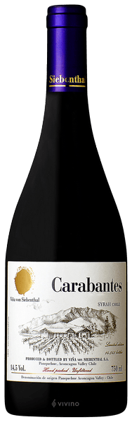 Vinho Viña Von Siebenthal Tinto Seco Chile Carabantes Syrah 2021 750ml