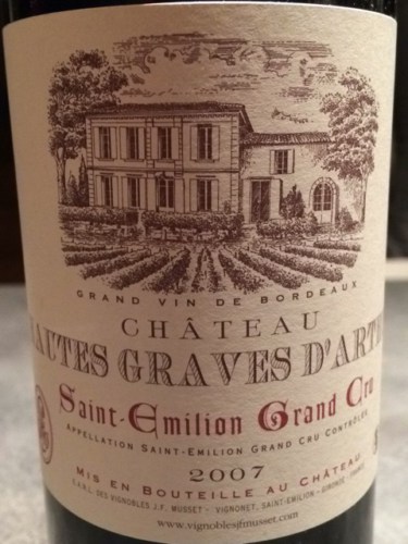 Ch teau Hautes Graves D Arthus Saint milion Grand Cru Vivino