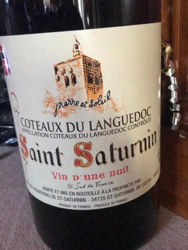 Cave des Vignerons de Saint-Saturnin Pierre Et Soleil Vin d'Une Nuit ...