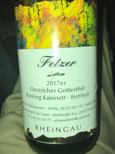Weingut Fritz Fetzer Oestricher Gottesthal Riesling Kabinett Feinherb ...