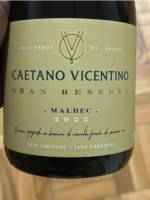 Vinho Caetano Vicentino Tinto Seco Brasil Gran Reserva Malbec 2022 750ml