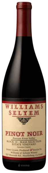 Williams Selyem Block 10 Mass Selection Estate Vineyard Pinot Noir