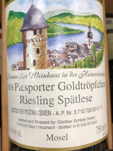 Kreuznacher Weinhaus Piesporter Goldtröpfchen Riesling Spätlese