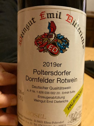 Emil Dieterichs Poltersdorfer Dornfelder Halbtrocken | Vivino US