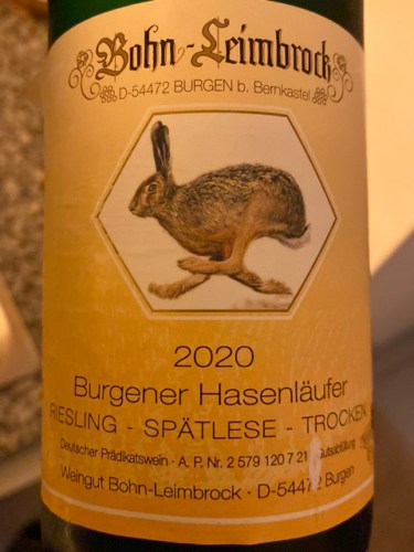 Bohn Leimbrock Burgener Hasenläufer Riesling Spätlese Trocken | Vivino US