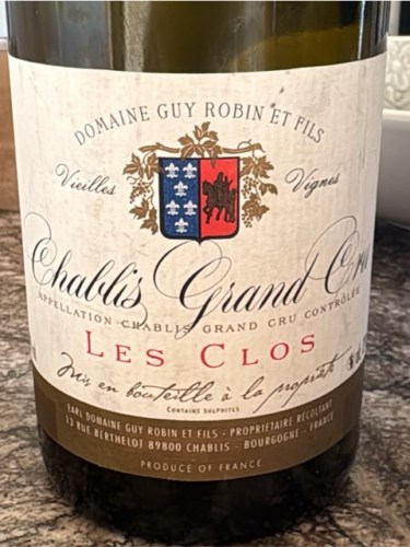 Domaine Guy Robin & Fils Vieilles Vignes Chablis Grand Cru 'Les Clos ...
