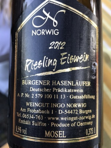 Weingut Ingo Norwig Burgener Hasenläufer Riesling Eiswein | Vivino US