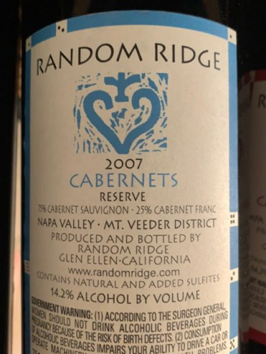 Random Ridge Cabernets Reserve | Vivino English