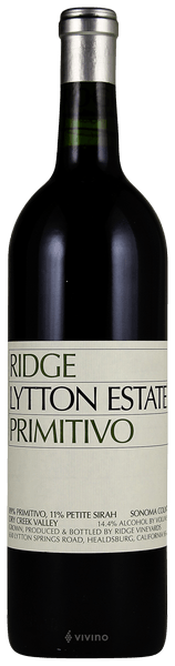 Ridge Vineyards Lytton Estate Primitivo