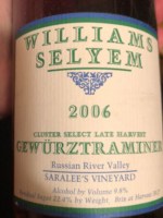 Williams Selyem Saralee's Vineyard Late Harvest Gewürztraminer