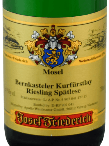 1989 Bernkasteler Kurfürstlay Riesling Josef Friederich Bernkasteler Kurfürstlay Riesling Spätlese