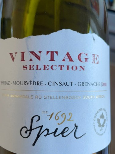 2018 Spier Vintage Selection Shiraz - Mourvèdre - Grenache | Vivino Danmark