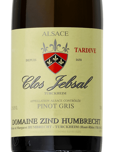 Pinot Gris Alsace Clos Jebsal Vendange Tardive
