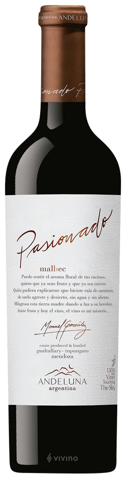 ANDELUNA PASIONADO MALBEC 6X750 - imagen 4