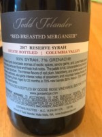 Goose Ridge Vineyards Todd Telander Reserve Syrah